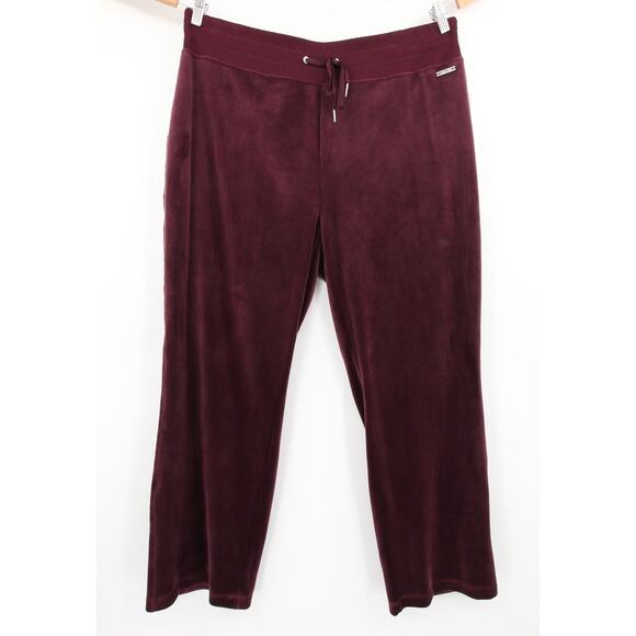 Calvin Klein Sweatpants Burgundy Purple Lounge Straight Leg Velvet Velour 1X - Picture 1 of 12
